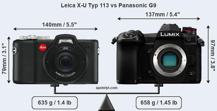 Size Leica X-U Typ 113 vs Panasonic G9