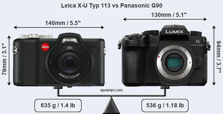 Size Leica X-U Typ 113 vs Panasonic G90