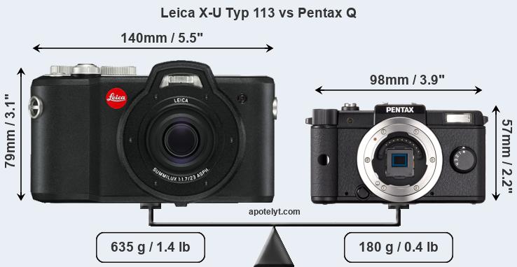 Size Leica X-U Typ 113 vs Pentax Q