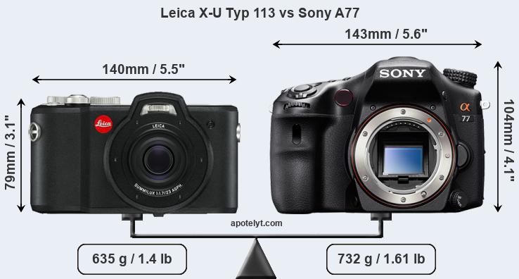 Size Leica X-U Typ 113 vs Sony A77