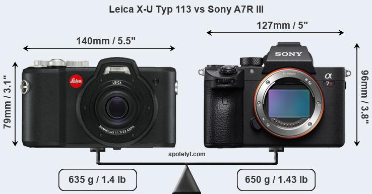 Size Leica X-U Typ 113 vs Sony A7R III