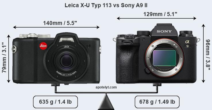 Size Leica X-U Typ 113 vs Sony A9 II