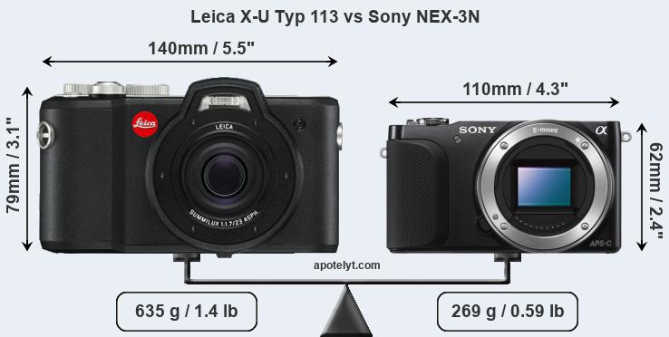 Size Leica X-U Typ 113 vs Sony NEX-3N