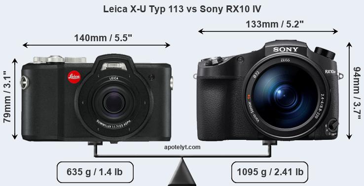 Size Leica X-U Typ 113 vs Sony RX10 IV