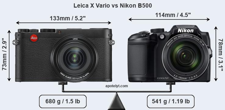 Size Leica X Vario vs Nikon B500