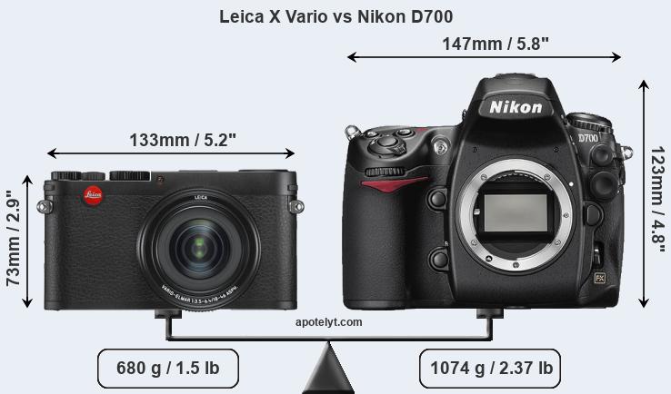 Size Leica X Vario vs Nikon D700