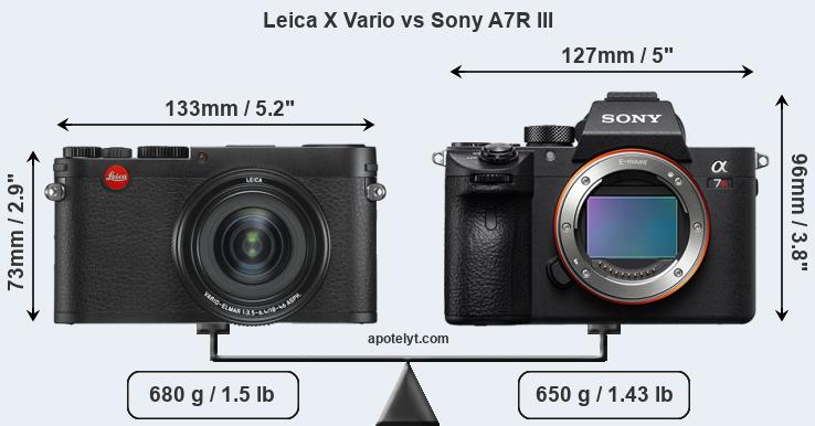 Size Leica X Vario vs Sony A7R III