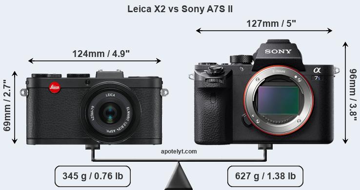 Size Leica X2 vs Sony A7S II