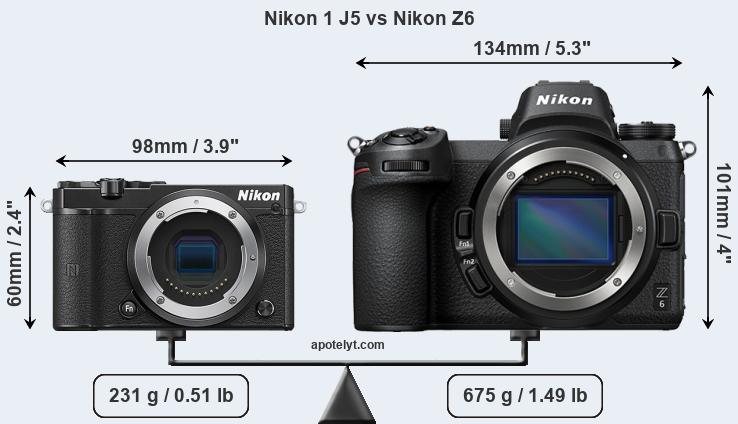 Size Nikon 1 J5 vs Nikon Z6