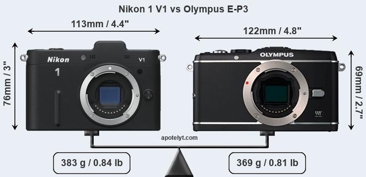 Size Nikon 1 V1 vs Olympus E-P3