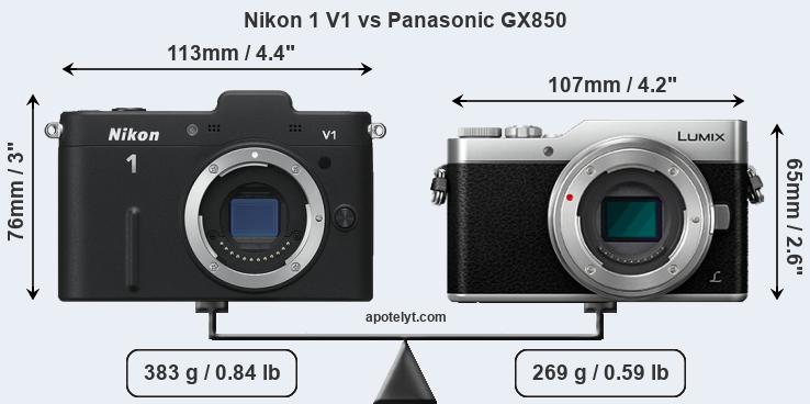 Size Nikon 1 V1 vs Panasonic GX850