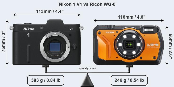 Size Nikon 1 V1 vs Ricoh WG-6