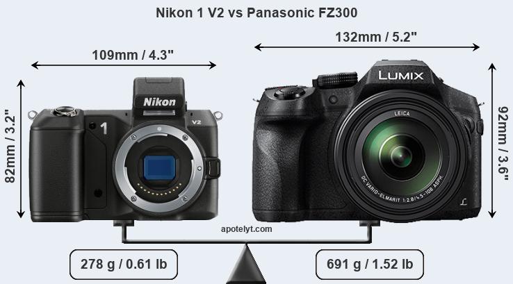 Size Nikon 1 V2 vs Panasonic FZ300