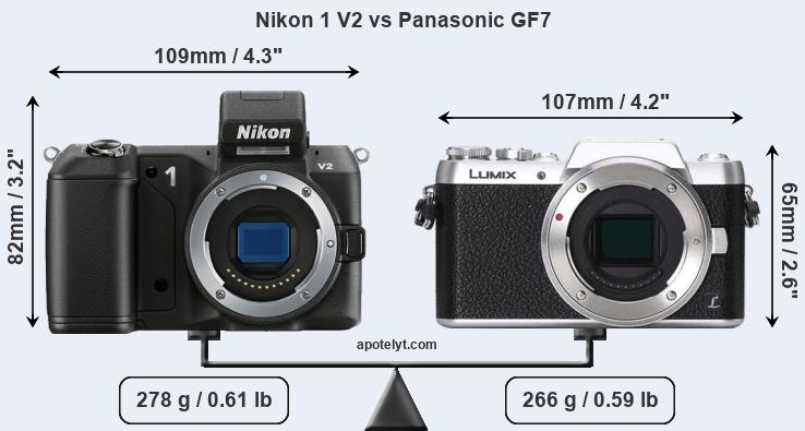 Size Nikon 1 V2 vs Panasonic GF7