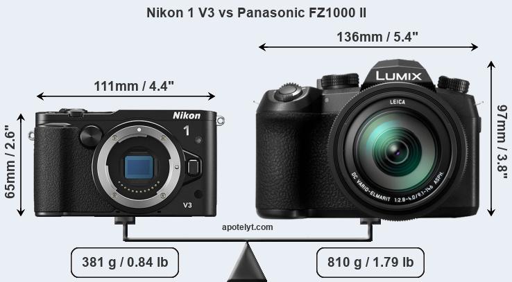 Size Nikon 1 V3 vs Panasonic FZ1000 II