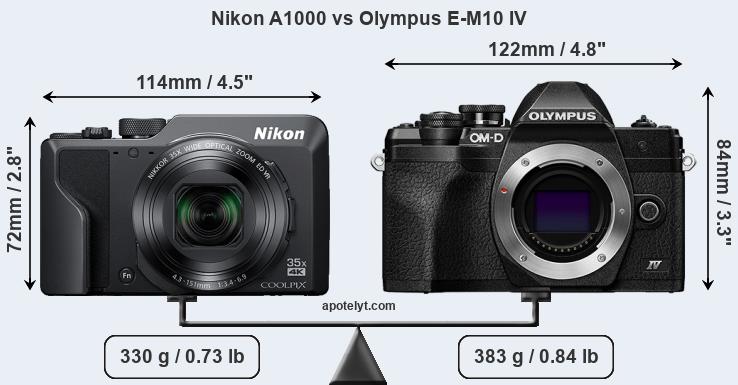 Size Nikon A1000 vs Olympus E-M10 IV