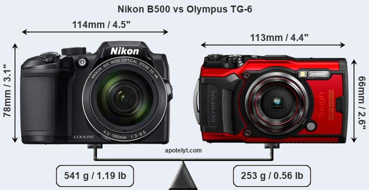 Size Nikon B500 vs Olympus TG-6