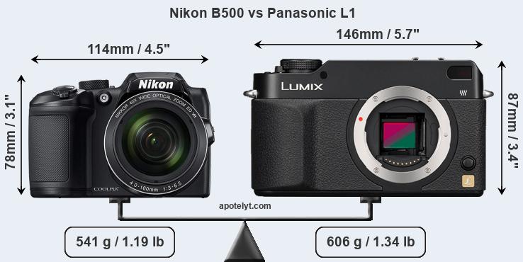 Size Nikon B500 vs Panasonic L1