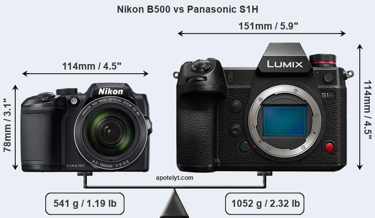 Size Nikon B500 vs Panasonic S1H