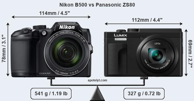 Size Nikon B500 vs Panasonic ZS80