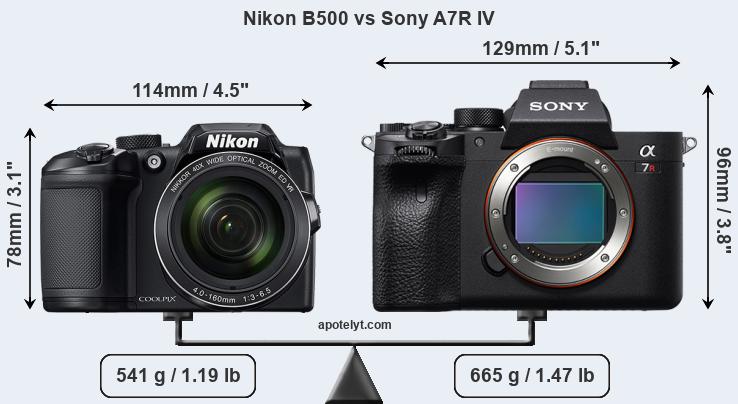 Size Nikon B500 vs Sony A7R IV