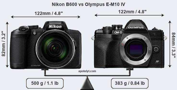 Size Nikon B600 vs Olympus E-M10 IV