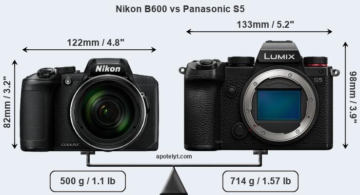 Size Nikon B600 vs Panasonic S5