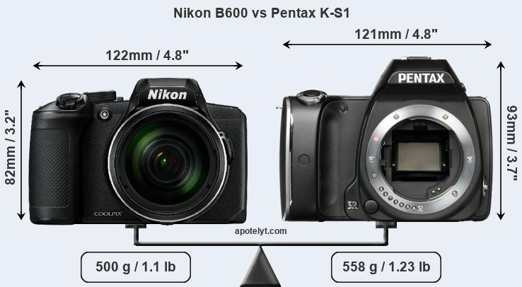 Size Nikon B600 vs Pentax K-S1