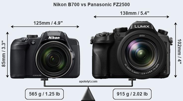 Size Nikon B700 vs Panasonic FZ2500