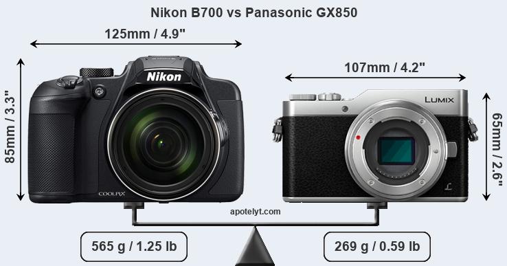 Size Nikon B700 vs Panasonic GX850