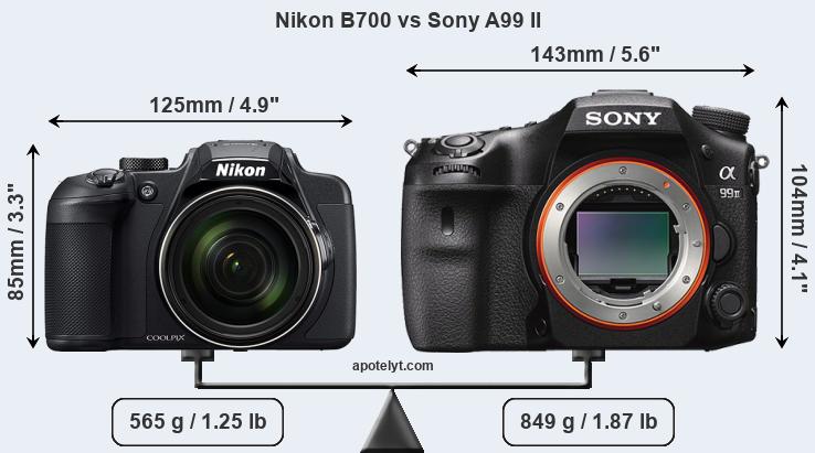 Size Nikon B700 vs Sony A99 II