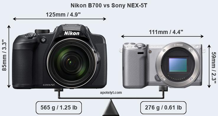 Size Nikon B700 vs Sony NEX-5T