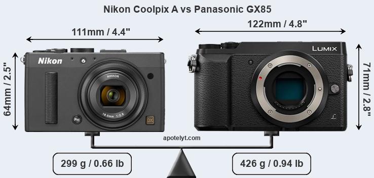 Size Nikon Coolpix A vs Panasonic GX85