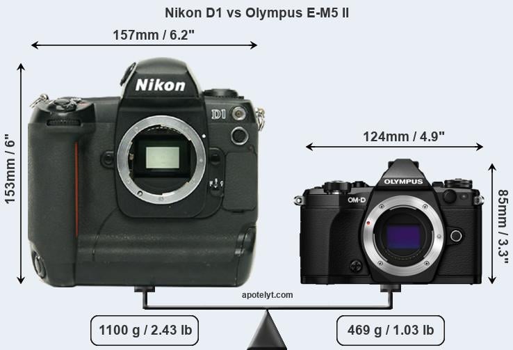 Size Nikon D1 vs Olympus E-M5 II