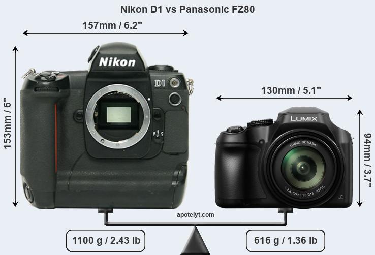 Size Nikon D1 vs Panasonic FZ80