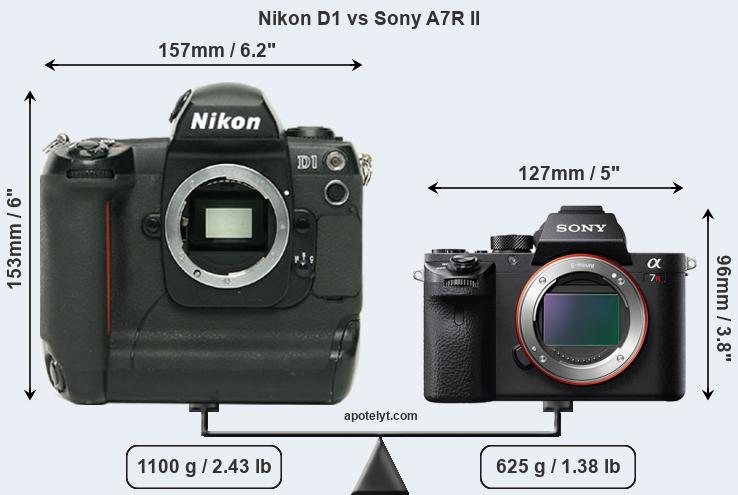 Size Nikon D1 vs Sony A7R II