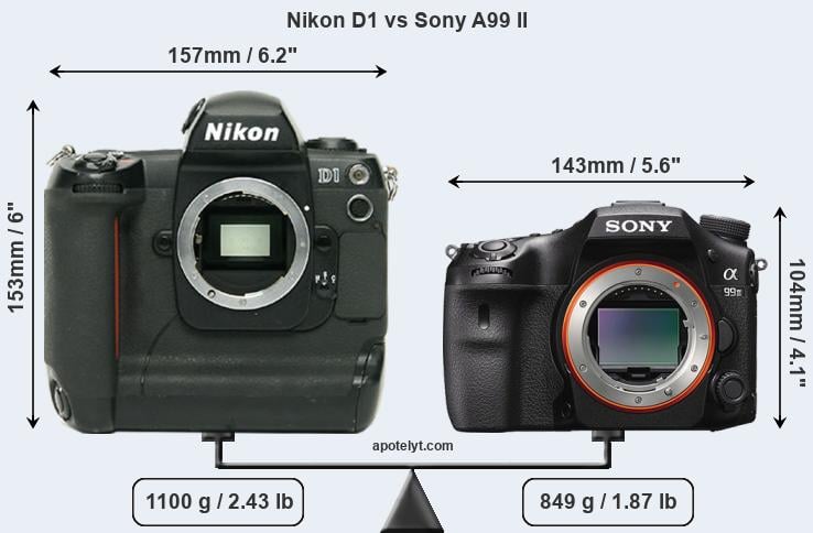 Size Nikon D1 vs Sony A99 II