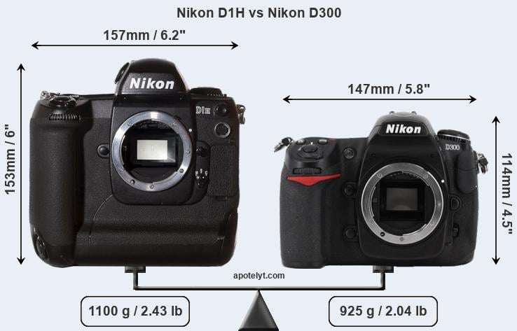 Size Nikon D1H vs Nikon D300