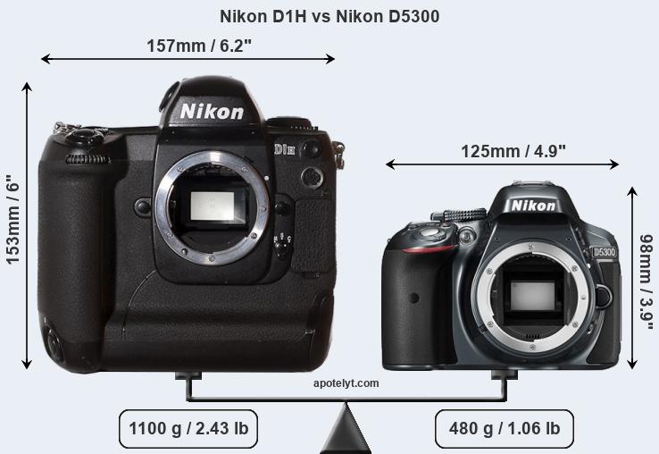 Size Nikon D1H vs Nikon D5300