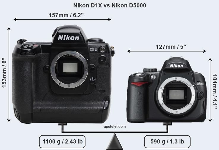 Size Nikon D1X vs Nikon D5000