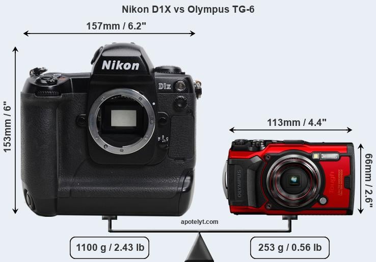 Size Nikon D1X vs Olympus TG-6