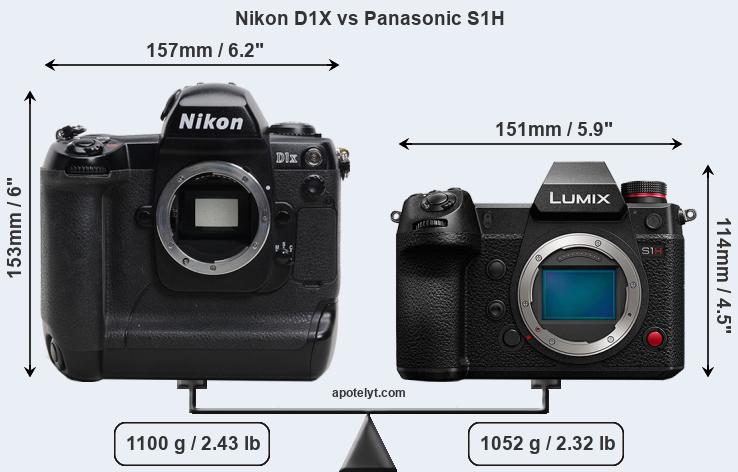 Size Nikon D1X vs Panasonic S1H