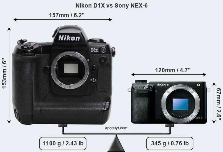 Size Nikon D1X vs Sony NEX-6