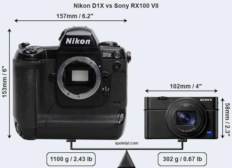 Size Nikon D1X vs Sony RX100 VII