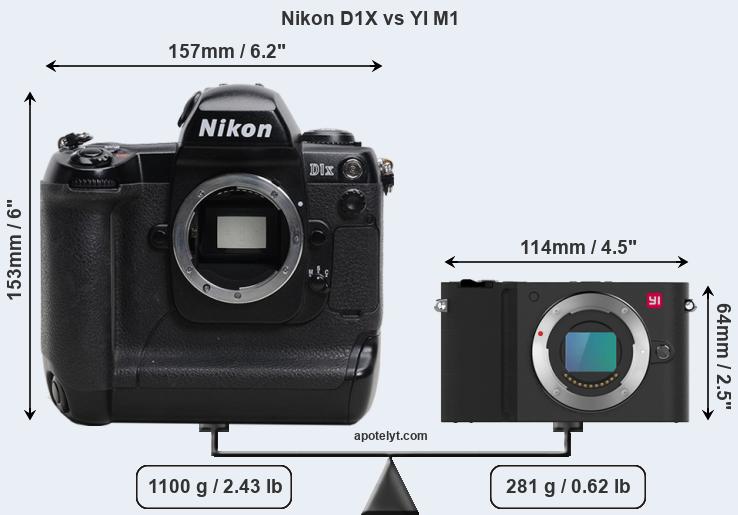 Size Nikon D1X vs YI M1