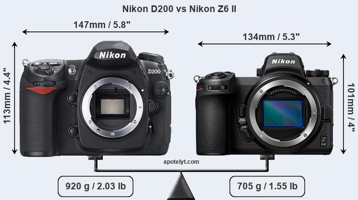 Size Nikon D200 vs Nikon Z6 II