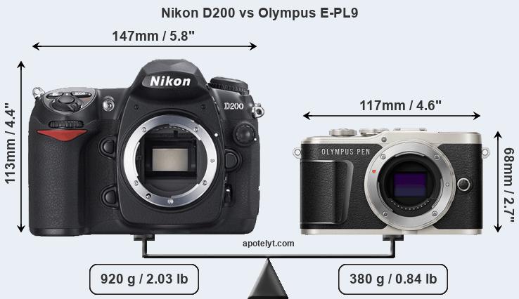 Size Nikon D200 vs Olympus E-PL9