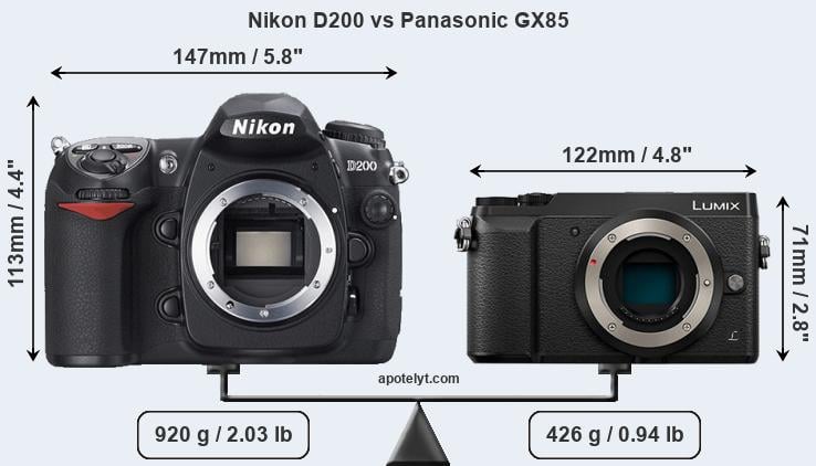 Size Nikon D200 vs Panasonic GX85