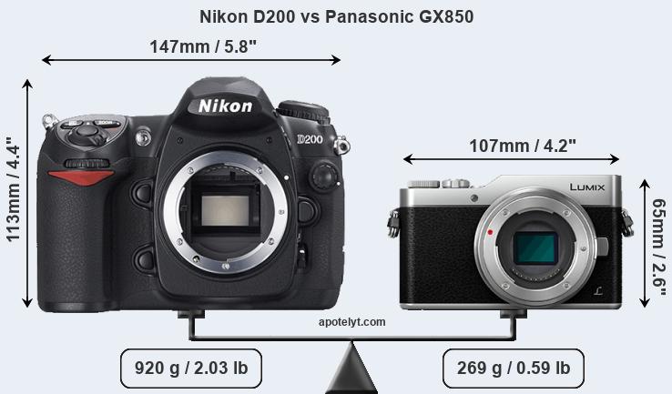 Size Nikon D200 vs Panasonic GX850