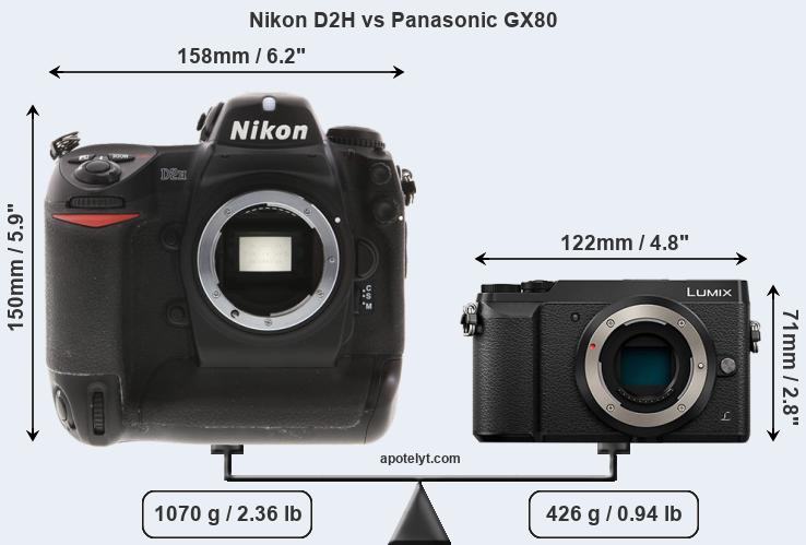 Size Nikon D2H vs Panasonic GX80